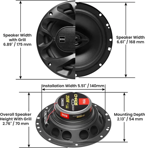 Vista 5 de BOSS Audio Systems CH6520B - Altavoces para puerta de automóvil de 6.5 pulgadas, 250 vatios máximo (par), coaxial, 2 vías, rango completo, 4 ohmios