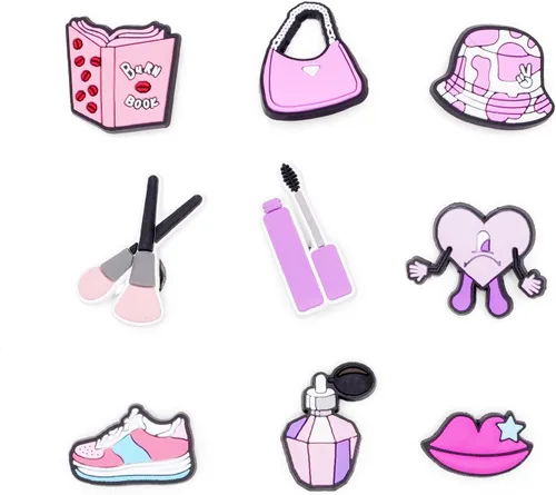 Vista 6 de Dijes para zapatos para niñas, bonitos dijes de diseñador, diamantes de imitación rosa para zapatos, dijes de burbujas para deslizar, perfectos