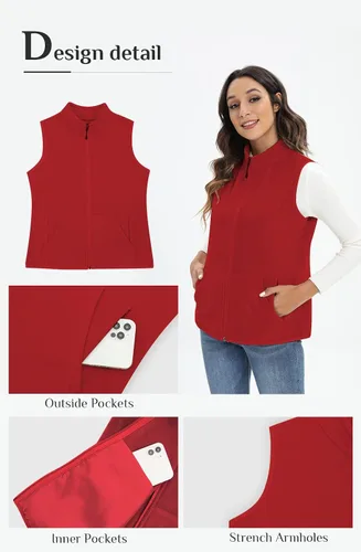 Vista 5 de Xeoxarel Chaleco de forro polar para mujer con 6 bolsillos (XS-2XL)
