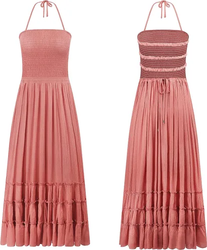 Vista 6 de R.Vivimos - Vestido largo de verano de algodón sin espalda, sexy