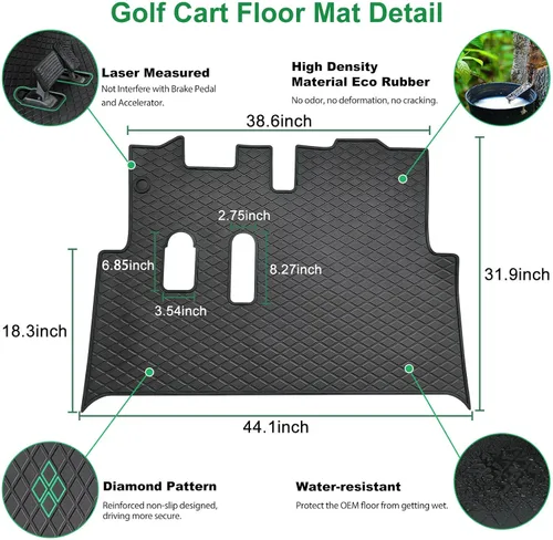 Vista 4 de EZGO RXV - Tapete de repuesto para carrito de golf de cobertura completa para EZGO RXV (2008-2022) y 2Five (2009+) antideslizante y fácil de limpiar