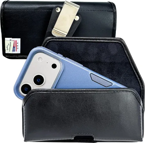 Vista 8 de Turtleback Soporte para cinturón para iPhone 17 Pro y 17Air, pequeño se adapta con fundas delgadas MagSafe o TechWave, funda horizontal de cuero