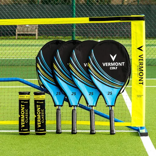 Vista 10 de Vermont ProCourt - Juego de mini red de tenis y raqueta Juego de tenis portátil Pelotas de tenis incluidas