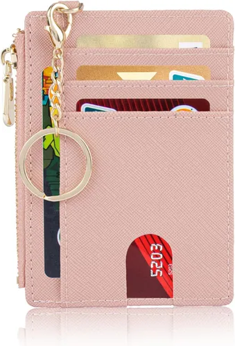 Vista 10 de Suweibuke - Billetera delgada de bolsillo, con bloqueo RFID, tarjetero para tarjetas de crédito, mosquetón en D, ventana para identificación