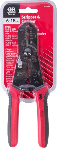 Vista 4 de Gardner Bender Pelacables eléctricos multiherramienta GS-365, crimpadora y cortadora, agarre cómodo, cable sólido y trenzado, 18-6 AWG, herramienta