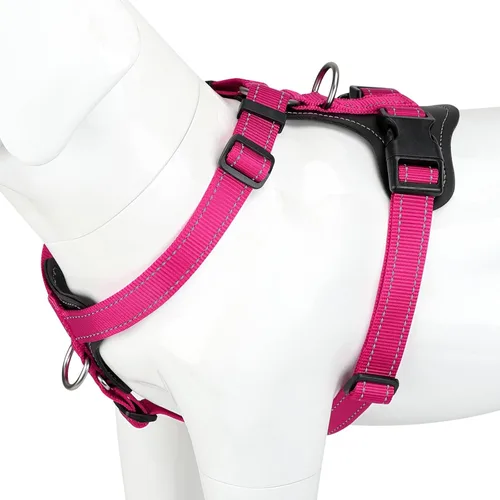 Vista 16 de Plutus Pet Arnés ajustable sin tirones para perro con detalles de cuero, chaleco de nailon reflectante resistente para entrenamiento, senderismo