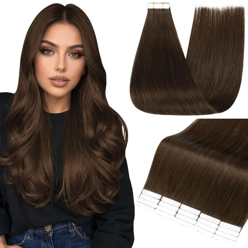 Vista 45 de Full Shine - Extensiones de cabello humano con cinta adhesiva, 10 pulgadas, sin costuras, color 1 negro azabache de 1.06 oz, cinta invisible