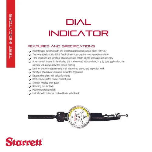 Vista 2 de Indicador de prueba de dial con accesorios Starrett Last Word, pulgadas, Blanco, 1