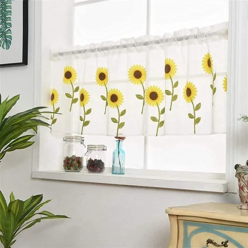Vista 13 de Molaxhome Cenefa de cortina con bolsillo de barra de encaje de flores moradas para dormitorio, baño, sala de estar