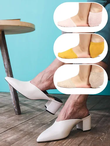 Vista 7 de 8 pares de calcetines para mujer, calcetines de media punta para dedo del pie, calcetines de algodón sin costuras