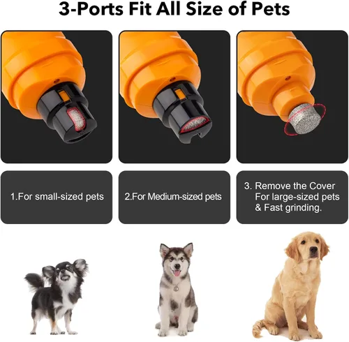 Vista 6 de Casfuy Molinillo de uñas para perros con 2 luces LED - Nueva versión de 2 velocidades, potente recortador de uñas eléctrico para mascotas