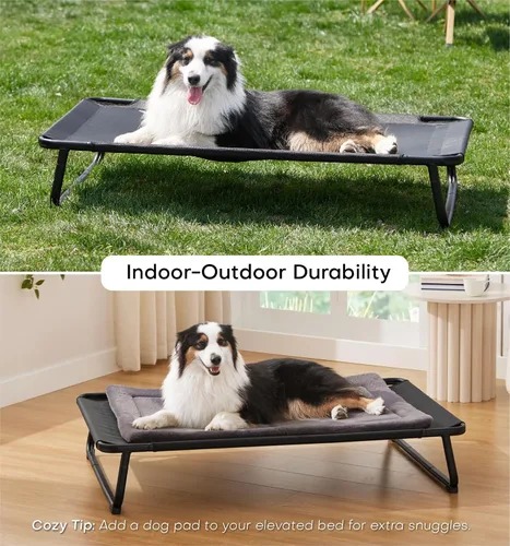 Vista 5 de MADE 4 PETS Cama elevada y refrescante para perros pequeños y medianos: cuna elevada para mascotas con malla transpirable, patas antideslizantes