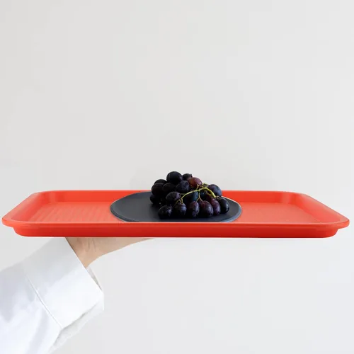 Vista 7 de LEXININ 9 bandejas de plástico de 16 x 12 pulgadas para servir comida rápida, juego de bandejas para servir restaurante, bandeja colorida