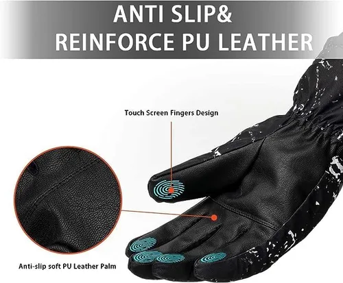 Vista 3 de Guantes de esquí para hombres y mujeres, guantes térmicos de invierno para pantalla táctil, impermeables, guantes de nieve para snowboard, esquí