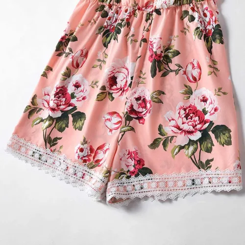 Vista 4 de IFFEI Mommy and Me - Overol a juego con estampado floral y cuello en V