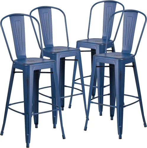 Vista 53 de Taburete Flash Furniture de bar, hecho de metal para interior y exterior, Metal, Negro