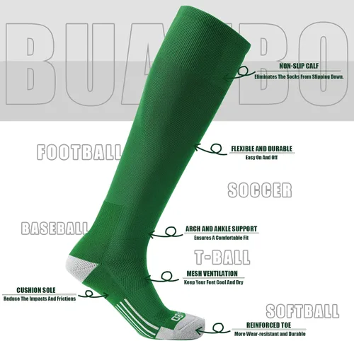 Vista 3 de BUAVBO Paquete de 3 calcetines de béisbol y sóftbol para niños pequeños, hasta la rodilla, T-Ball, calcetines de fútbol para jóvenes y niñas