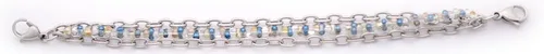 Vista 2 de Pulsera intercambiable con cuentas y cadena de acero inoxidable de triple hebra para identificación médica, Metal
