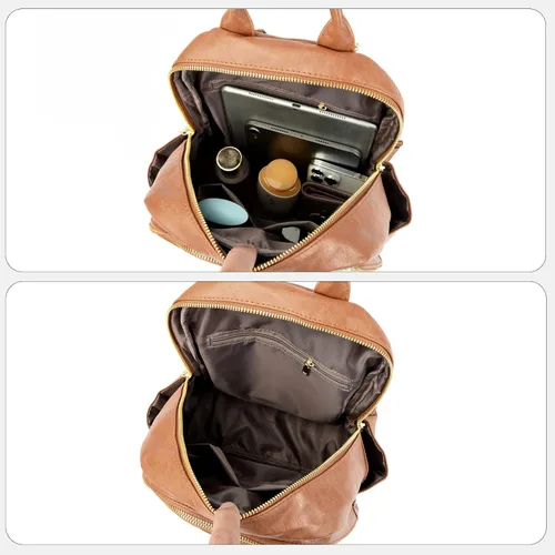 Vista 5 de ZOCILOR Mochila de moda para mujer, diseño multiusos, bolsos convertibles y bolsa de hombro, Marrón