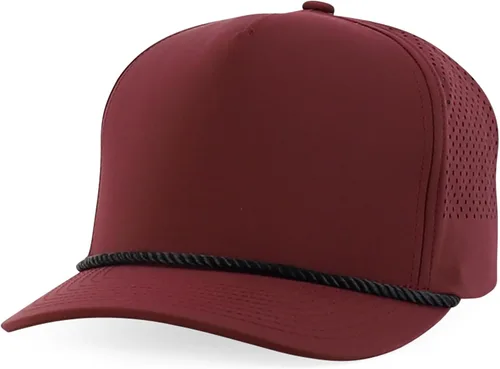 Vista 7 de Trendy Apparel Shop Tapa trasera de malla perforada híbrida de cuerda de perfil alto de 5 paneles Blanco Negro