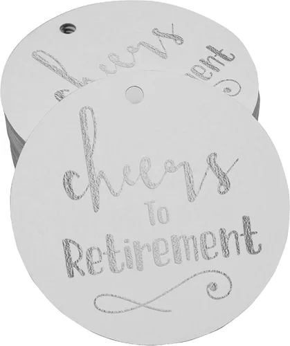 Vista 12 de Etiquetas de papel para colgar con texto en inglés "Cheers to Retirement Wall" (50 unidades)