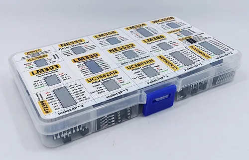 Vista 2 de Surtido de chips CI XL, 150 piezas, amplificador, oscilador, pwm, PC817, NE555, LM358, LM324, JRC4558, LM393, LM339, NE5532, LM386, TDA2030