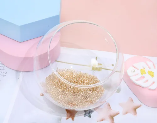 Vista 3 de Cuentas de cristal de ángel Penta de 1.76 oz, mini cuentas redondas de poni espaciadoras sueltas para aretes, pulseras, collares, cuentas de Champán