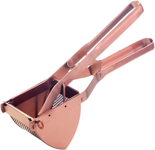 Vista 7 de Acero inoxidable Patata Ricer Exprimidor de Frutas Grande Exprimidor Triángulo Masher Hand Ricer Masher Herramienta de Cocina Rojo
