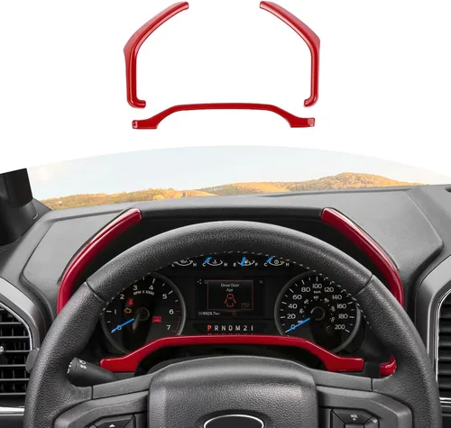 Vista 9 de RT-TCZ Para F150 Dash Cluster Panel de Instrumentos Insertar Medidores Cubierta para Ford F150 2015-2020 Negro ABS Fibra de Carbono Accesorios
