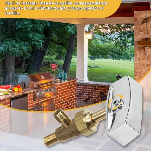 Vista 5 de Pomo de válvula de rango para estufa de gas de cocina, perilla de control de panel de placa de horno, compatible con interfaz de aire en forma de D