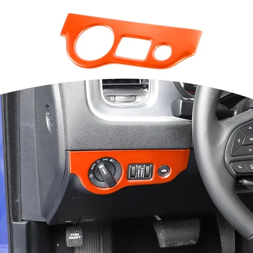 Vista 9 de RT-TCZ para Dodge Challenger 2015 en adelante, Panel de interruptor de faro Challenger, Cubierta de recorte para interior azul, Accesorios 1 pieza