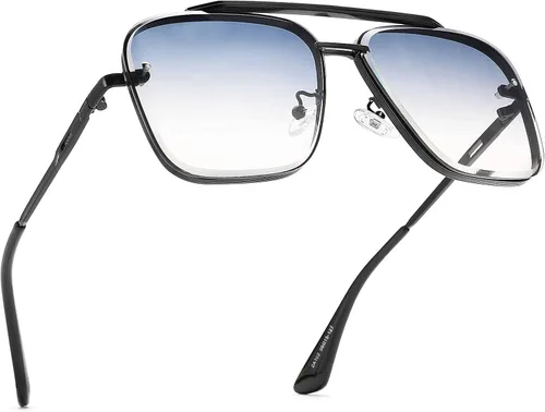 Vista 4 de Pro Acme Navigator Gafas de sol para hombres y mujeres piloto cuadrado doble puente metal Sunnies con lentes mejoradas