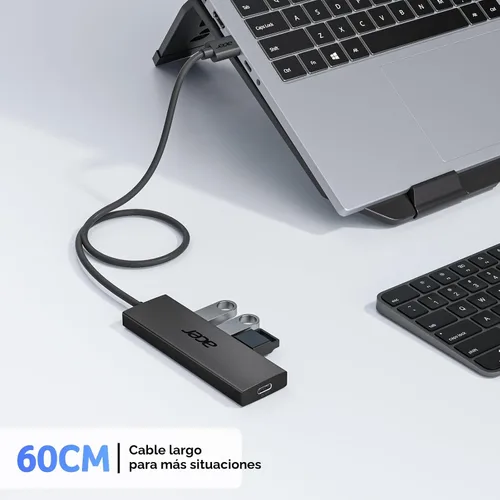 Vista 6 de Acer - Hub USB de 4 puertos, hub múltiple USB 3.0, divisor USB A para portátil con puerto de alimentación USB C, extensor USB para portátil