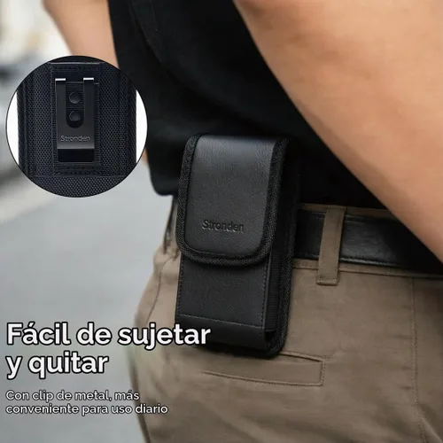 Vista 4 de Stronden Funda de cierre magnético para Samsung Galaxy S26, S25, S24, S23, S22, S21, S20, S10, S9, A10e, A01 – Funda de cuero para cinturón