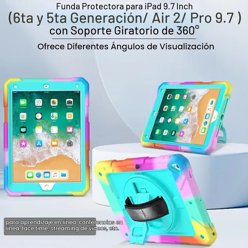 Vista 6 de LTROP Funda Protectora para iPad de 6ª/5ª Generación y iPad Air 2, Funda para iPad de 9.7 Pulgadas con Correa para el Hombro, Soporte