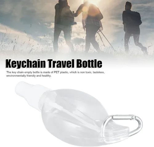 Vista 3 de Recipiente vacío para líquidos, reutilizable de 1.7 fl oz, llavero vacío, botella de viaje, portátil, transparente para la mano