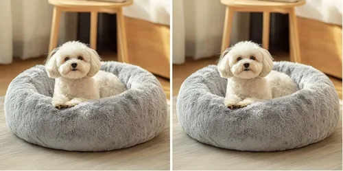 Vista 27 de JOLLYVOGUE - Cama para perros y gatos, cama relajante y antiestrés para mascotas y perros pequeños, cojín esponjoso en forma de dona para mascotas