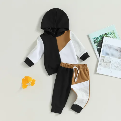 Vista 3 de Douhoow Conjunto de ropa de bebé con capucha y pantalones con cordón para bebé