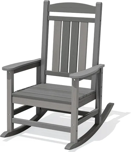 Vista 15 de KINGYES Mecedora de gran tamaño para adultos, balancines de porche, color Blanco