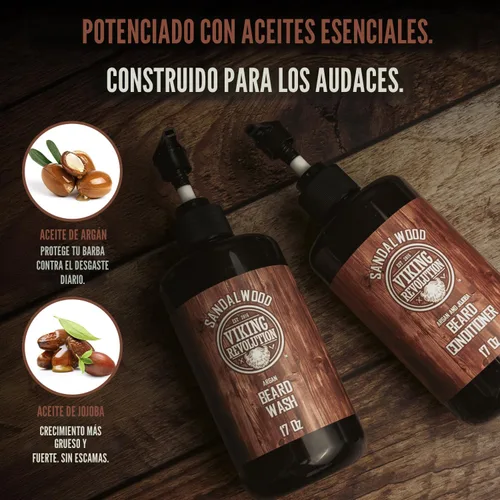 Vista 5 de Viking Revolution Set de lavado y acondicionador para barba - Sándalo - 17 oz