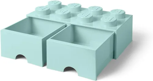 Vista 6 de LEGO - Cajón de ladrillos, 8 perillas, 2 cajones, caja de almacenamiento apilable, color verde menta aguamarina Verde oscuro