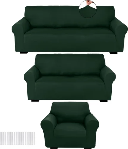 Vista 9 de Peryiter Juego de 3 Fundas para Sofá, Cubiertas de Muebles para Sofá, Loveseat, Sillón, Ajuste de Forma Elástico, Sin Arrugas, Protector de Muebles