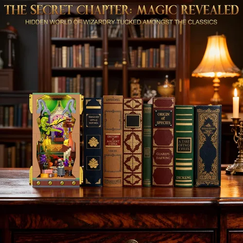 Vista 3 de OKKIDY Magic Potion - Juego de construcción de rincón de libro con luz, kit de bloques de construcción para decoración del hogar, 1033 piezas