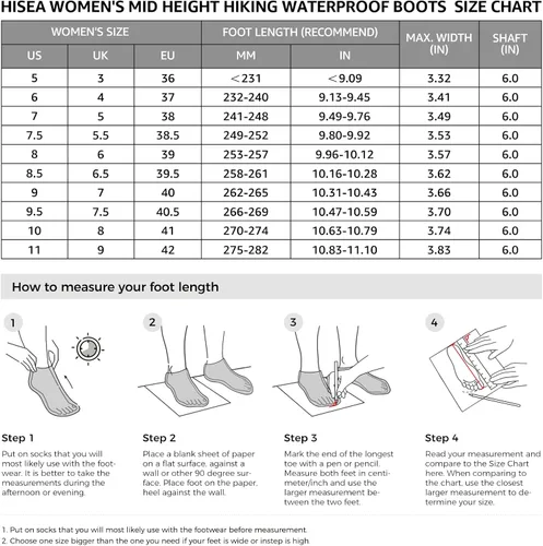 Vista 2 de HISEA Botas de senderismo para mujer
