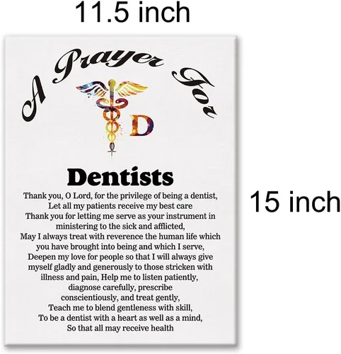 Vista 2 de LEXSIVO Lienzo de oración de un dentista para decoración de pared para el hogar, pintura de regalo para dentistas, 11.5 x 15 pulgadas, póster