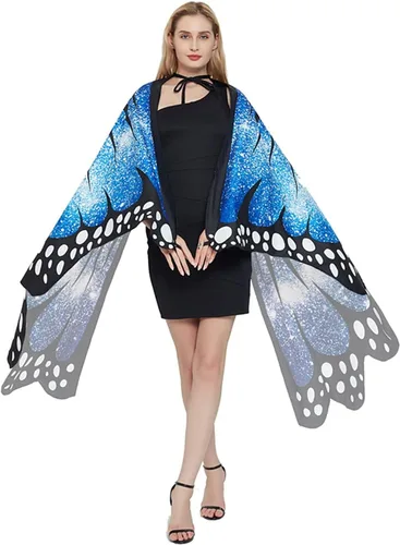 Vista 4 de Chal de alas de mariposa para mujer, capa de hada para niñas, accesorio de disfraz de Halloween