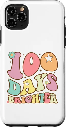 Vista 13 de 100 Days Brighter Happy 100th Day of School Groovy Kids Girl Case for iPhone XR