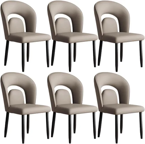 Vista 10 de YVYKFZD Leather Dining Chairs, Kitchen Chairs Set with Curved Back, Upholstered Dining Room Chair, Armless Comfy Side Chair, for Living Room, Dark
