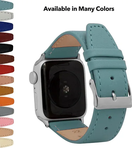 Vista 2 de Bandini Correas de cuero para mujer para Apple Watch de 1.496 pulgadas, 1.575 pulgadas, 1.614 pulgadas para mujer, correa delgada de cuero iWatch