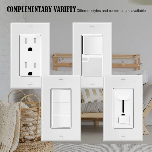 Vista 4 de Placa decorativa de pared de 1 banda, cubierta de enchufe de receptáculo, para interruptores de luz, atenuadores, GFCI, receptáculo, salida USB